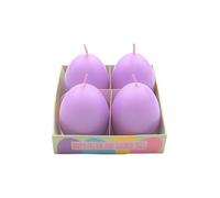 Juego de 4 velas de huevo de Pascua, velas de Pascua, color lila pastel, tamaño H/Ø 6,5 x 4 cm,