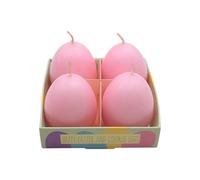 Juego de 4 velas de huevo de Pascua, velas de Pascua, color rosa pastel, tamaño H/Ø 6,5 x 4 cm,