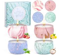 Juego de 4 velas perfumadas más grandes para mujer, juego de 4 velas de aromaterapia para aliviar el estrés, cera de soja natural para mujer, decoración navideña, velas perfumadas para cumpleaños, dí