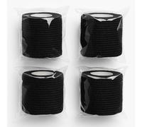 Juego de 4 vendas autoadhesivas - 5 cm x 4,5 m - Vendaje elástico transpirable y resistente a desgarros - Ideal para deportes, tatuajes, mascotas y primeros auxilios - 12 colores disponibles (negro)