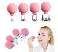 Juego de 4 ventosas faciales de cristal, succión al vacío de silicona, terapia de masaje con ventosas, un kit para anticelulitis, antiarrugas y piel sin edad al instante, para ojos, cara y cuerpo