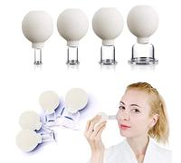 Juego de 4 ventosas faciales de vidrio, succión al vacío de silicona, terapia de masaje con ventosas, un kit para anticelulitis, antiarrugas y piel sin edad al instante, para ojos, cara y cuerpo