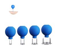 Juego de 4 ventosas faciales , Succión al vacío de silicona , Terapia de masaje con ventosas | Un kit para anticelulitis, antiarrugas y piel sin edad al instante | para ojos, cara y cuerpo,Azul