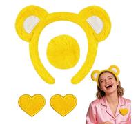 Juego de 4 y cola para las orejas, tela de peluche, unisex, con broche en forma de corazón, accesorio de , disfraz divertido para , Año Nuevo, uso diario, exterior, Acción de
