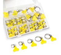 Juego de 40 abrazaderas de manguera ajustables de 8 a 29 mm, tipo llave, tornillo de pulgar de acero inoxidable, abrazadera de manguera de engranaje sin fin con mango para tuberías de agua, fontanería