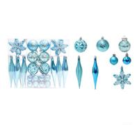 Juego de 40 adornos para árbol de Navidad con bolas de plástico inastillables y decoraciones de copo de nieve en varias formas y colores para exhibición festiva (azul lago)