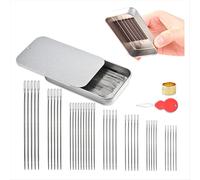 Juego de 40 agujas de coser de acero inoxidable de 7 tamaños, con enhebrador y alfiletero magnético, para bordado.