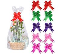 Juego de 40 bolsas de celofán transparentes, 20 unidades de celofán, bolsas de celofán, botellas de vino, envoltorio de celofán, perfecto para regalo, graduación con 20 lazos de tiro, 41 cm x 61 cm