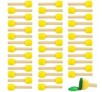 Juego de 40 brochas redondas de espuma de esponja para pintura, mango de madera, herramientas de pintura para niños, manualidades (0.8 pulgadas)