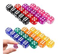 Juego de 40 dados de 6 lados, tamaño 14 mm, con esquinas redondeadas, para juegos de mesa, multi-color, ideal para enseñar matemáticas y jugar en fiestas