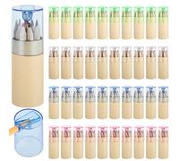 Juego de 40 mini lápices de colores en tubo, 12 colores con tapa de sacapuntas, suministros de arte para bocetos y pintura de niños