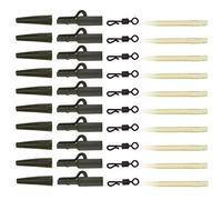 Juego de 40 pinzas de plomo para pesca de carpas y gomas de cola, juego de aparejos de extremo con mangas antienredos y pivotes de cambio rápido para pescadores