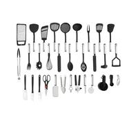 Juego de 40 utensilios de cocina de acero inoxidable y nailon, resistentes al calor, resistentes al calor, juego de cocina con cucharón, tenedores, espátulas, para cocinas familiares, restaurantes