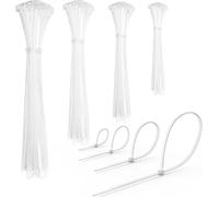 Juego de 400 bridas para cables - 100/150/200/300 mm (100 unidades cada uno) - Nailon Highwings, varios tamaños, muy duraderas y autobloqueantes, para gestión de cables, hogar y taller (blanco, 200