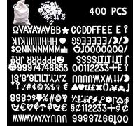 Juego de 400 caracteres blancos para tablero de fieltro, de 1,875 cm, con bolsa de tela de regalo, incluye números, símbolos y letras