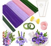 Juego de 400 limpiadores de pipas de flores, purga de pipas para manualidades, limpiador de pipas para manualidades para ramos de tulipanes, lirios y arreglos florales, manualidades con flores