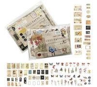 Juego de 400 piezas de scrapbooking vintage, papel kraft, cinta washi, accesorios de pegatinas estéticas, decoración de cuaderno, adecuado para hacer álbumes de fotos, tarjetas de felicitación