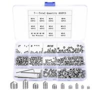 Juego de 400 tornillos prisioneros, M3, M4, M5, M6, M8, conos, pomos de puerta, tornillos prisioneros de acero inoxidable, varilla roscada con hexágono interior, juego de tornillos para tiradores de