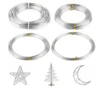 Juego de 40m Alambre de Aluminio Plateado (4 Rollos x 10m) - Alambre para Manualidades Flexible 1mm, 1,5mm, 2mm, 2,5mm - Hilo Metálico para Bisutería, Bonsái, Escultura, Modelismo & DIY