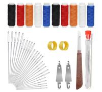 Juego de 41 agujas de coser de acero, kit de costura portátil con enhebrador, hilo de coser, dedal y separador de costuras, juego de herramientas de costura para reparación de ropa, costura DIY