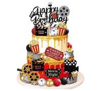 Juego de 41 piezas con motivos de película para decorar tartas de cumpleaños, decoración de tartas de cámara, estrellas doradas y bolas de decoración de tartas, ideal para baby shower, cumpleaños