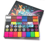 Juego de 42 colores de pintura corporal, pintura corporal soluble en agua y paleta de pintura facial con purpurina mate, colores neón, maquillaje teatral para Halloween, carnaval, fiesta, cosplay