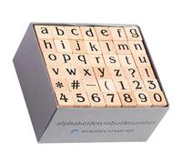 Juego de 42 sellos de goma de madera con letras minúsculas, números y símbolos para manualidades y diario, kit de sellos del alfabeto, bloques de estampado cómodos, 4 onzas, 113 g