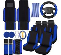 Juego de 43 accesorios de automóvil brillantes para mujer, para asientos delanteros y traseros de poliéster, protectores de asiento de automóvil, funda para volante, tapetes de piso de cristal