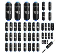 Juego de 44 pesos de pesca, 11 tamaños (1 g - 10 g), pesos de pesca desmontables, ideal como plomo y plomo para pesca marina, aguas profundas y aguas abiertas, con caja de almacenamiento