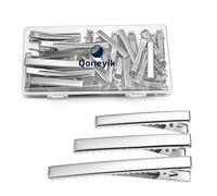 Juego de 45 accesorios de metal para el cabello: pinzas de pelo de cocodrilo para hacer lazos, rizadores de pelo plateados, agarres de salón, horquillas para el pelo de bricolaje con estuche