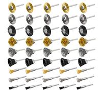 Juego de 45 cepillos de alambre, ruedas de alambre de acero, juego de cepillos de pluma, accesorios para herramientas giratorias, vástago de 3 mm (45)