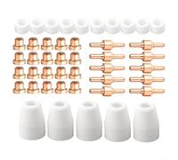 Juego de 45 consumibles de plasma compatibles con CUTFor 40 para cortadores de plasma CUT50 para PT31 y para 40 sopletes de corte, incluye puntas de electrodos, boquillas, tazas de escudo