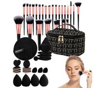 Juego De 47 Pinceles De Maquillaje,Brochas Base Sombra De Ojos Para Maquillaje - Estuche De Viaje Elegante y Organizador Para Mujer, Hija o Esposa