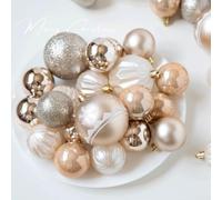 Juego de 48 bolas de Navidad galvanizadas reutilizables para decoraciones navideñas con agujero para colgar, adornos de plástico para árbol, guirnalda, corona, hogar y eventos (dorado)