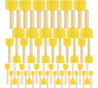 Juego de 48 esponjas redondas, cepillo de espuma con mango de madera para pintura, manualidades infantiles, herramientas de esponja con pinceles redondos