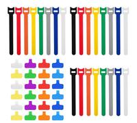 Juego de 48 etiquetas multicolor para cables y bridas de sujeción reutilizables, etiquetas de cable para electrónica con 24 etiquetas adhesivas de alambre + 24 bridas para administración