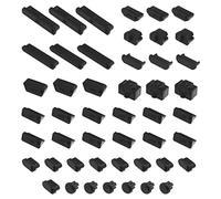 Juego de 48 fundas de enchufe de puerto USB de silicona, protector de tapa antipolvo, kit de cubierta de puerto de carga, accesorios electrónicos para teléfonos portátiles, computadora negra