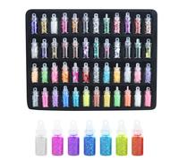 Juego de 48 mini polvos de purpurina, multicolor con purpurina, colores brillantes, para tarjetas postales, tarjetas de felicitación, decoración del árbol de Navidad