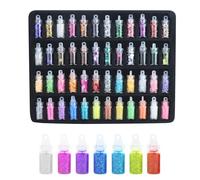 Juego de 48 mini polvos de purpurina, multicolor con purpurina, colores brillantes, para tarjetas postales, tarjetas de felicitación, decoración del árbol de Navidad