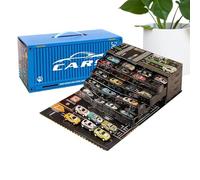 Juego de 48 mini vehículos de carreras | Carros impulsados por fricción mental, contenedor, camión, juguete retráctil de fundición a presión para niños, hogar, preescolar, sala de estar, nacimiento