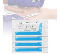 Juego de 48 puntadas para estudiantes de odontología y medicina, simulación veterinaria y primeros auxilios, hilo de seda azul, 48 unidades