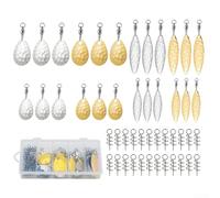 Juego de 48 señuelos giratorios de metal con lentejuelas para trucha lubina, accesorios de aparejos de pesca de larga duración, agua dulce, agua salada, amarillo y blanco, 0,8-1,6 cm