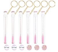 Juego de 48 varitas desechables para rímel, incluye 24 cepillos desechables de cristal para pestañas y 24 tubos de cepillo de pestañas vacíos reutilizables con llavero de diamante