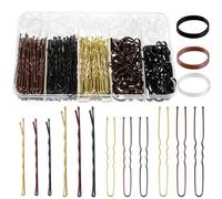 Juego de 480 horquillas para el pelo, horquillas en forma de U para moños, horquillas para el pelo para mujeres, bandas de goma para el cabello con caja, horquillas negras de 2/2.36/2.75 pulgadas,