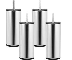 Juego de 4x Patas de Mueble UNIFORM Ø 50 / Alto 120 mm Cromo Pulido Pata de Cama Pata de Armario de SO-TECH