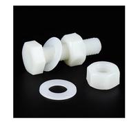 Juego de 5-100 tornillos de nailon hexagonales exteriores blancos M3 M4 M5 M6 M8, arandela de tuercas, juego de combinación de pernos de plástico aislados con rosca métrica(50 set,M5x12)