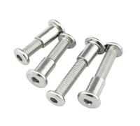Juego de 5 a 10 tornillos hexagonales planos grandes for muebles de acero inoxidable o acero negro M4 M5 M6 M8 con tuerca remachable.(Stainless steel,M8X15With nut 5pc)