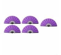 Juego de 5 abanicos de baile plegables grandes de 13 pulgadas para bodas, fiestas, eventos al aire libre, Tai Chi y actuaciones escénicas en varios colores vibrantes (morado)