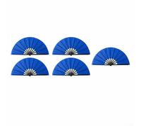Juego de 5 abanicos de baile plegables grandes de 13 pulgadas para bodas, fiestas, eventos al aire libre, Tai Chi y actuaciones escénicas en varios colores vibrantes (azul oscuro)