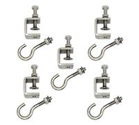 Juego de 5 abrazaderas de acero inoxidable, pinzas en C, abrazaderas de tornillo cuadradas, vienen con ganchos de acero inoxidable que pueden soportar 45,4 kg de gravedad estática